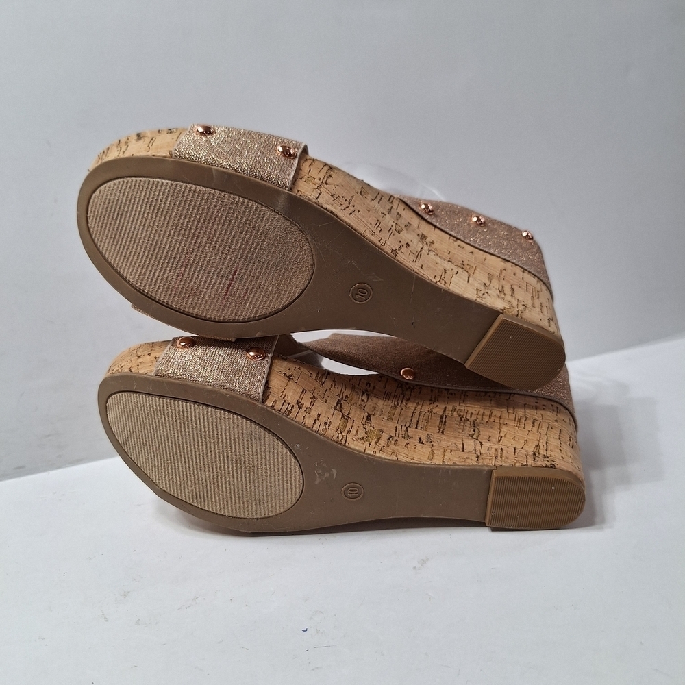 Est. 1946 Bohemian Rose Gold Metallic Strap Retro Platform Wedge Sandals Size 10 - Picture 9 of 13